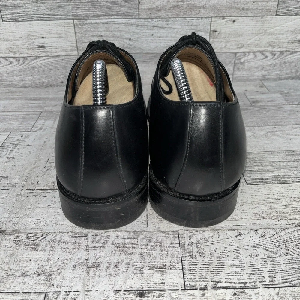 Johnston Murphy Black Leather Harding Panel Bicycle Toe Oxford Shoes Men Sz 9.5M